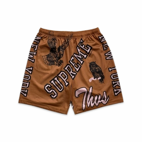 Varsity Mesh Shorts Rust Brown