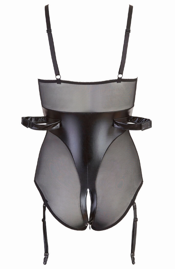 Wet look bodysuit lingerie with restraints - Bold Move