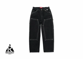 x B.B. Simon Studded Double Knee Painter Pant Black