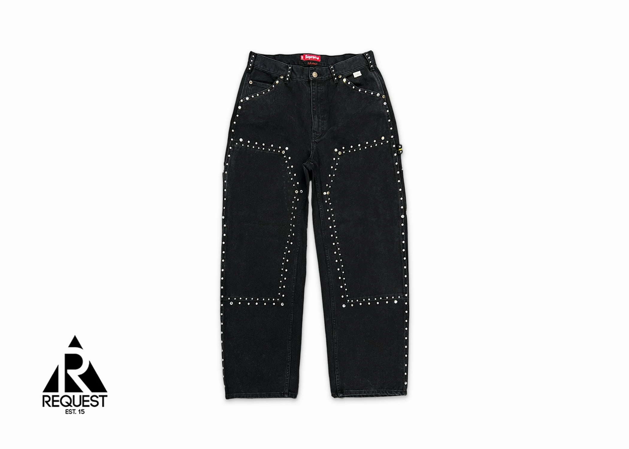 x B.B. Simon Studded Double Knee Painter Pant Black