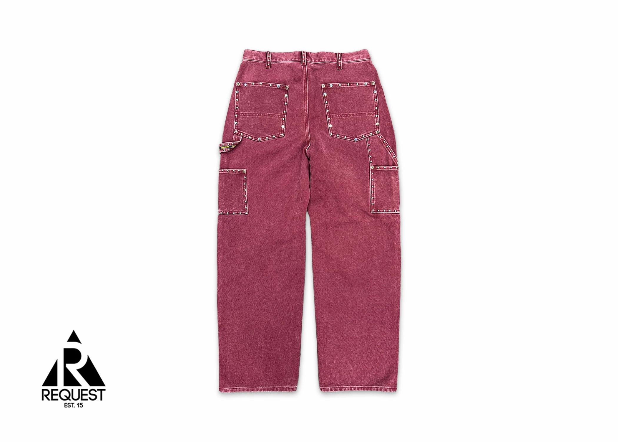 x B.B. Simon Studded Double Knee Painter Pant Burgundy