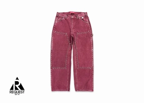 x B.B. Simon Studded Double Knee Painter Pant Burgundy
