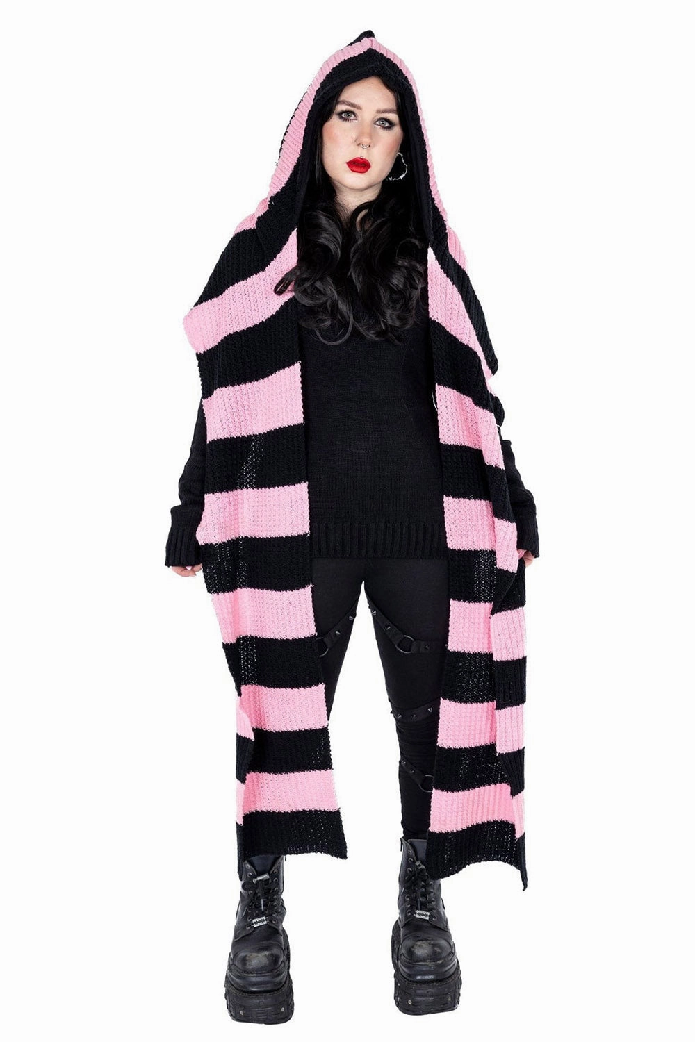 Zenni Hooded Scarf [BLACK/PINK]